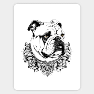 English Bulldog Pet Animal Nature Illustration Art Tattoo Magnet